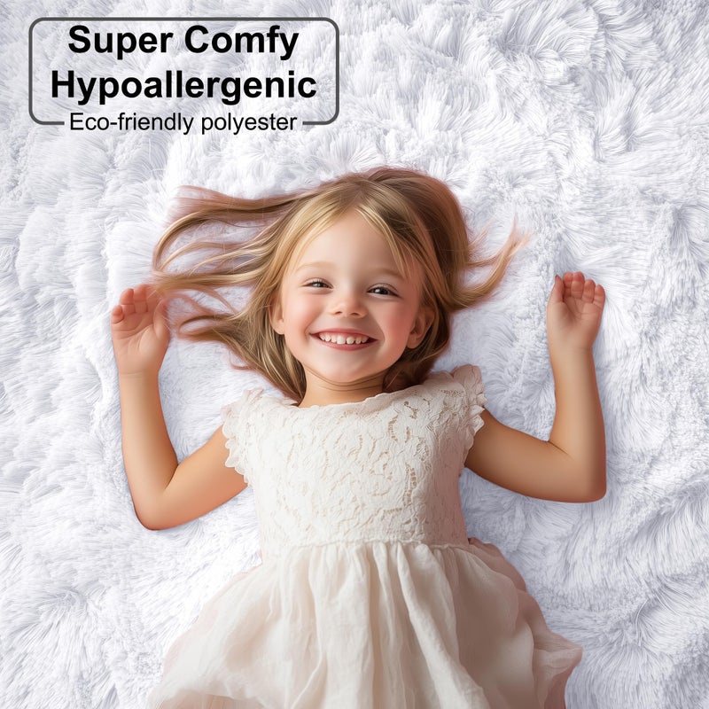 PAGISOFE Soft Round Rug 4Ft, Circle White Rugs for Girls Room Decor, Fluffy Carpets, Shaggy Nursery Rug,Comfy Circular Reading Carpets, Fuzzy Kids Rugs for Classroom Essentials Kids Playroom Dorm - Image 4